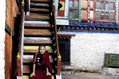 Monk on stairs