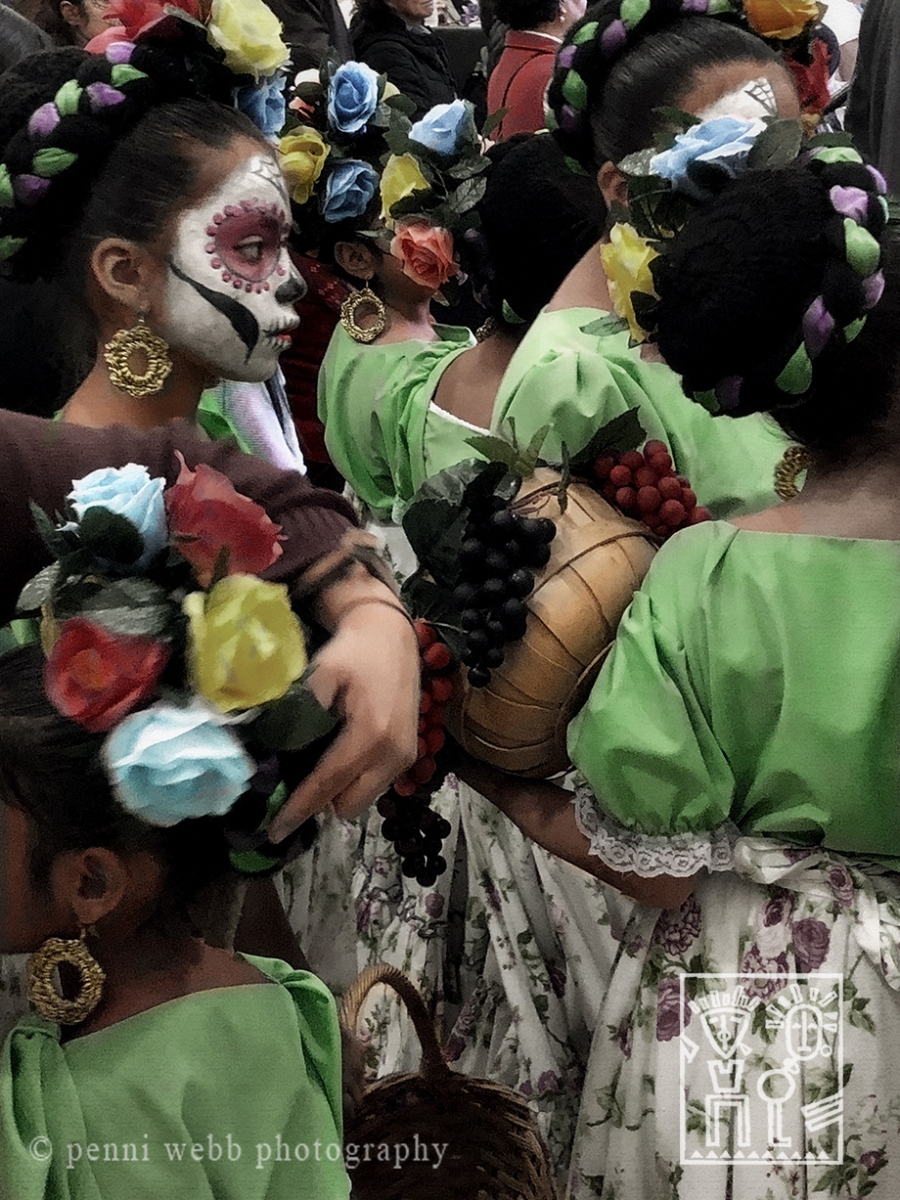 Hand tint photograph Girls preparing to dance  California