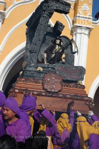 Large float coming out of the church.