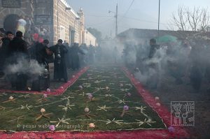 Flower carpets are place all over the town on the streets.