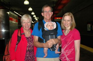 My brother Bob, Lone and niece Ellen with Marlow, her 3 month old baby girl.