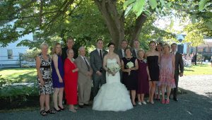 The family with the happy Bride and Groom, marriage in Rhode Island.